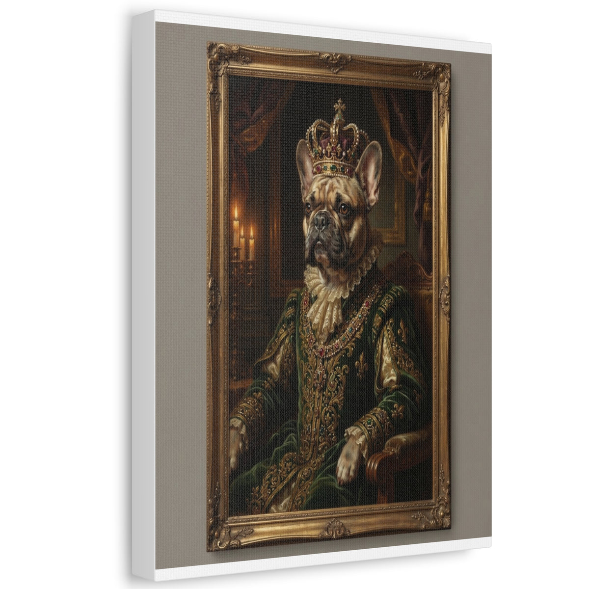 Royal French Bulldog — Renaissance Pet Portrait Canvas (12x16)