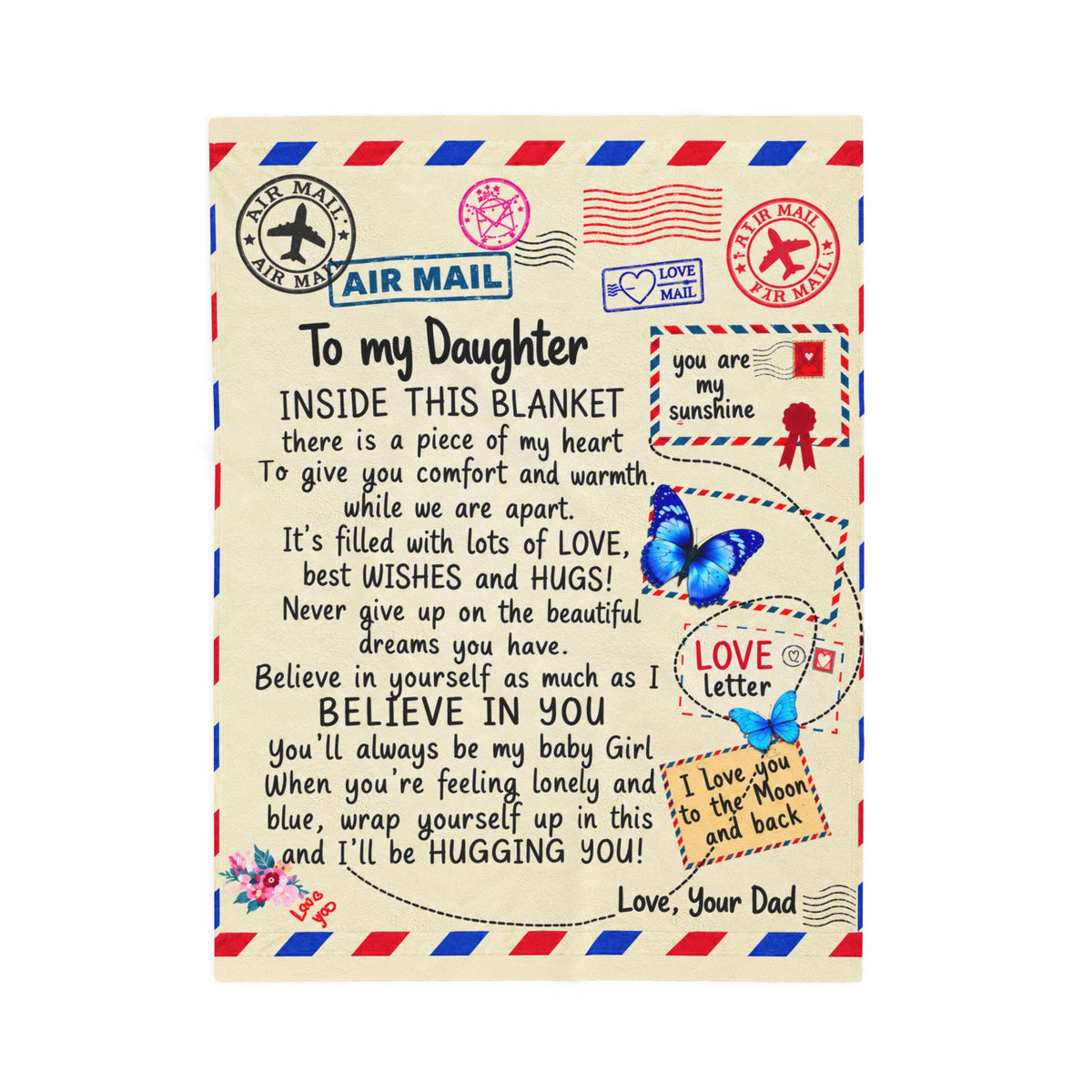 To My Daughter From Dad - Love Letter Plush Blanket
