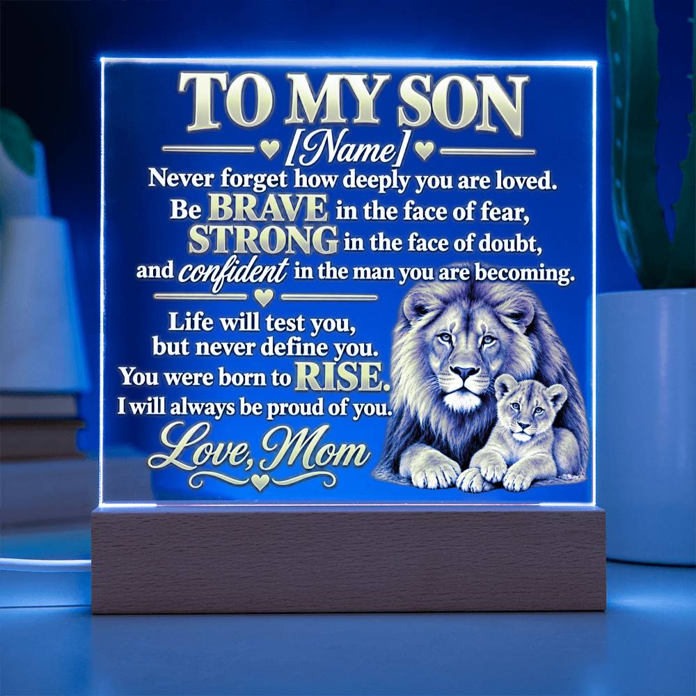 To My Son Lion and Cub Inspirational Acrylic Plaque