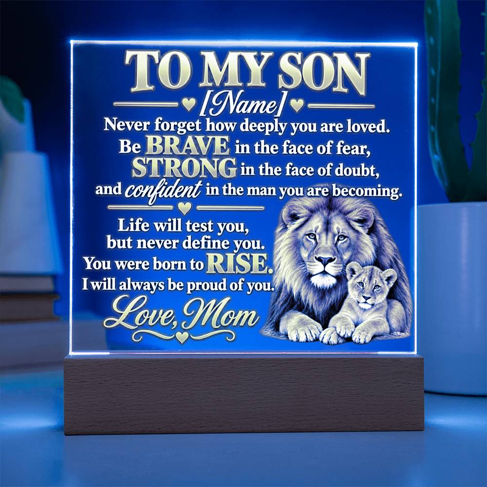 To My Son Lion and Cub Inspirational Acrylic Plaque