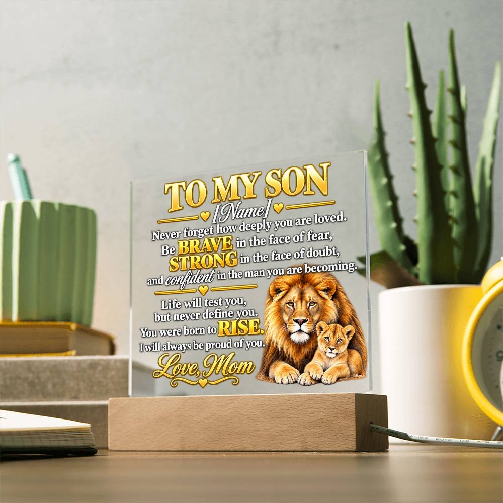 To My Son Lion and Cub Inspirational Acrylic Plaque