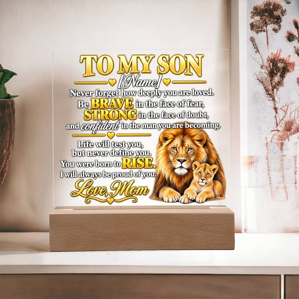 To My Son Lion and Cub Inspirational Acrylic Plaque