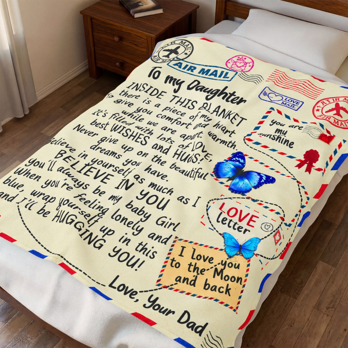 To My Daughter From Dad - Love Letter Plush Blanket