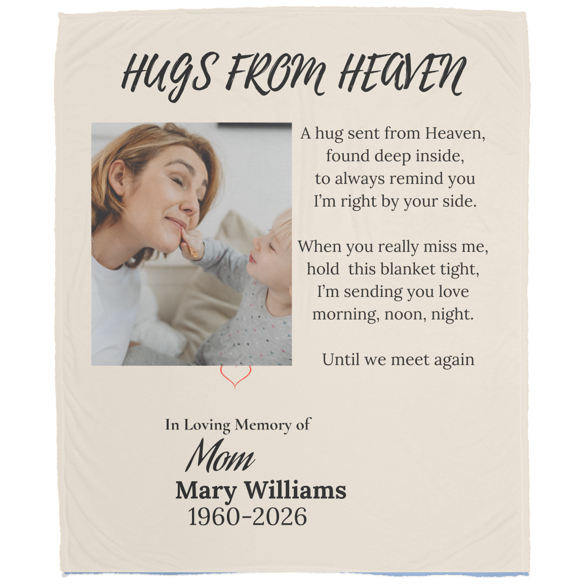 Personalized Memorial Blanket – Hugs From Heaven Custom Photo Gift