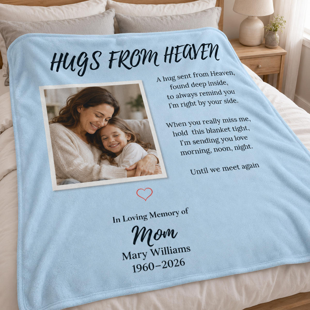 Personalized Memorial Blanket – Hugs From Heaven Custom Photo Gift