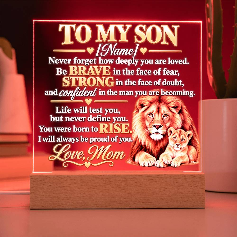 To My Son Lion and Cub Inspirational Acrylic Plaque