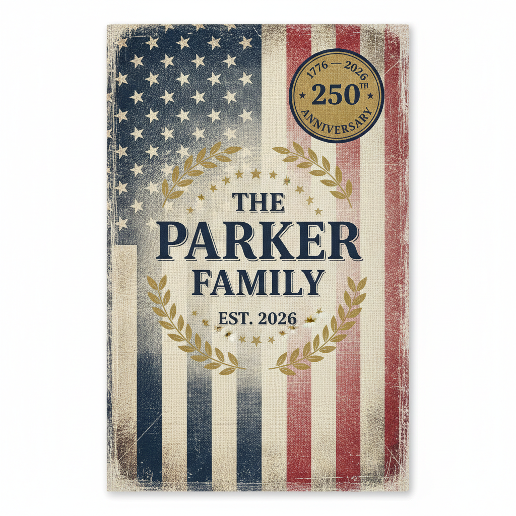 250th Anniversary Personalized Garden Flag - sample artwork
