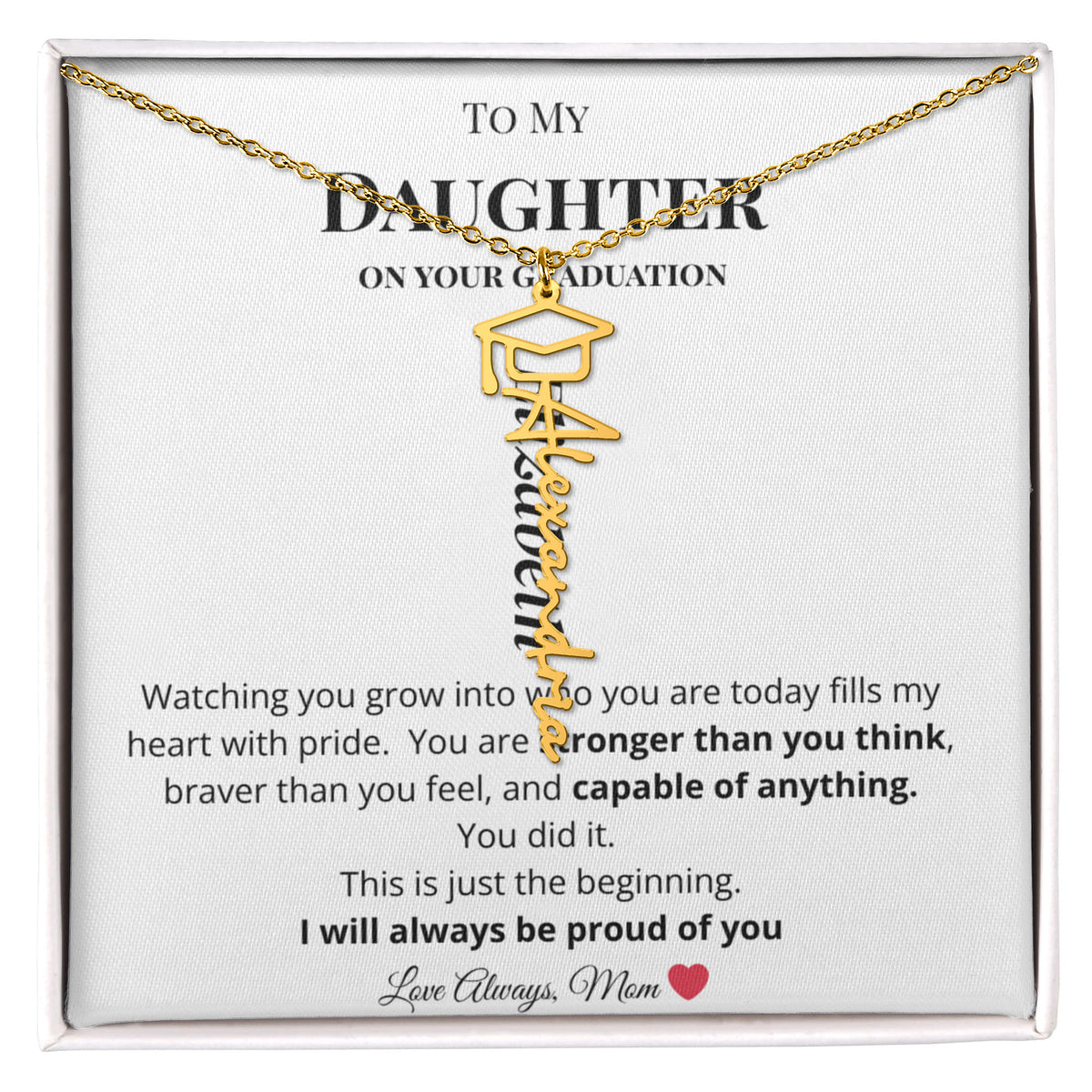 Graduation Cap Name Necklace