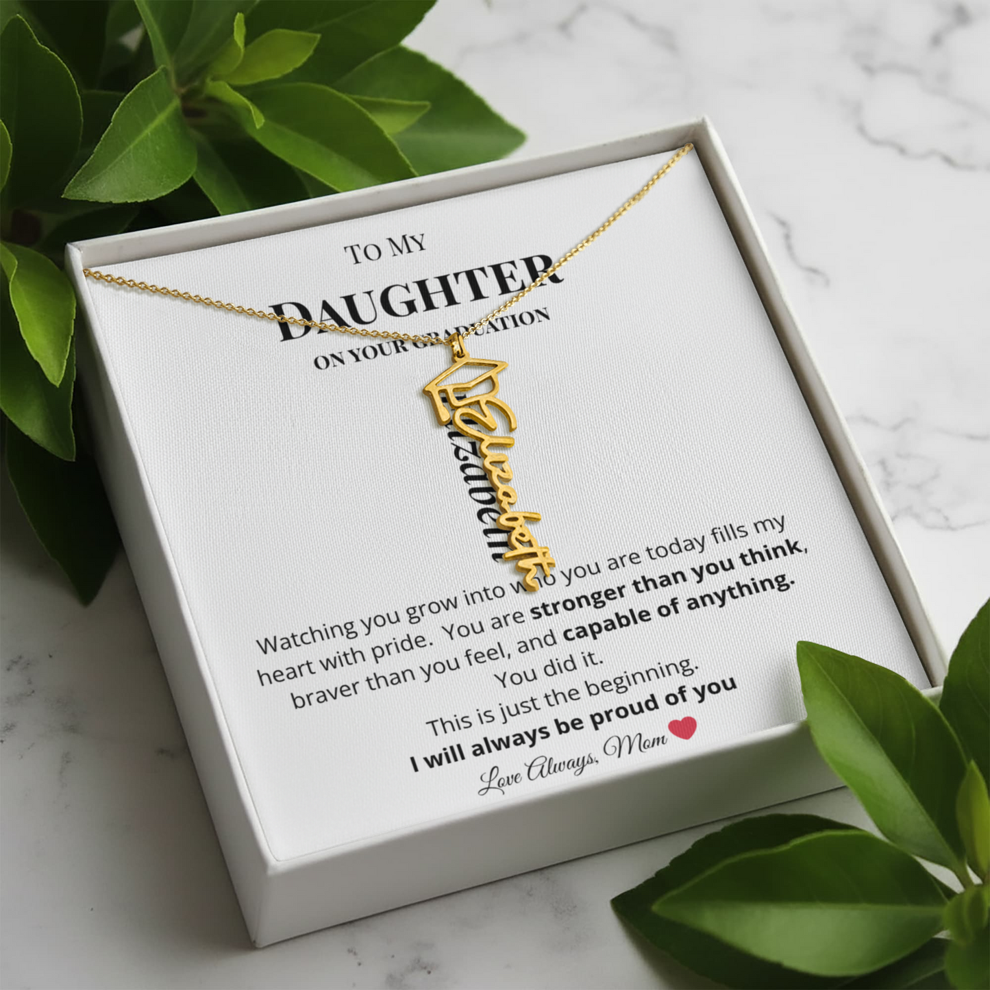 Graduation Cap Name Necklace