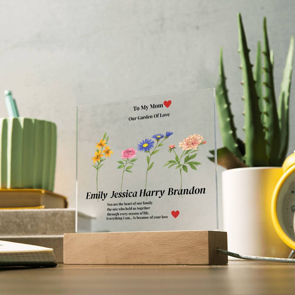 Personalized Mom’s Garden Acrylic Plaque with Children Names
