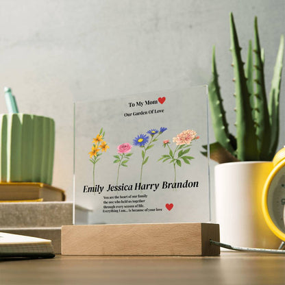 Personalized Mom’s Garden Acrylic Plaque with Children Names