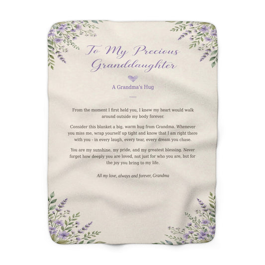 To My Precious Granddaughter Sherpa Fleece Blanket – A Grandma’s Hug Gift