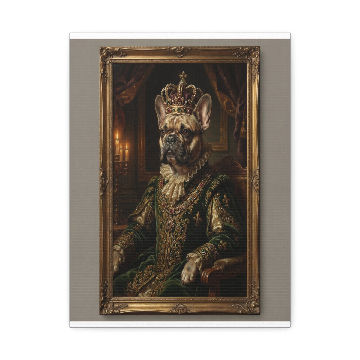 Royal French Bulldog — Renaissance Pet Portrait Canvas (12x16)