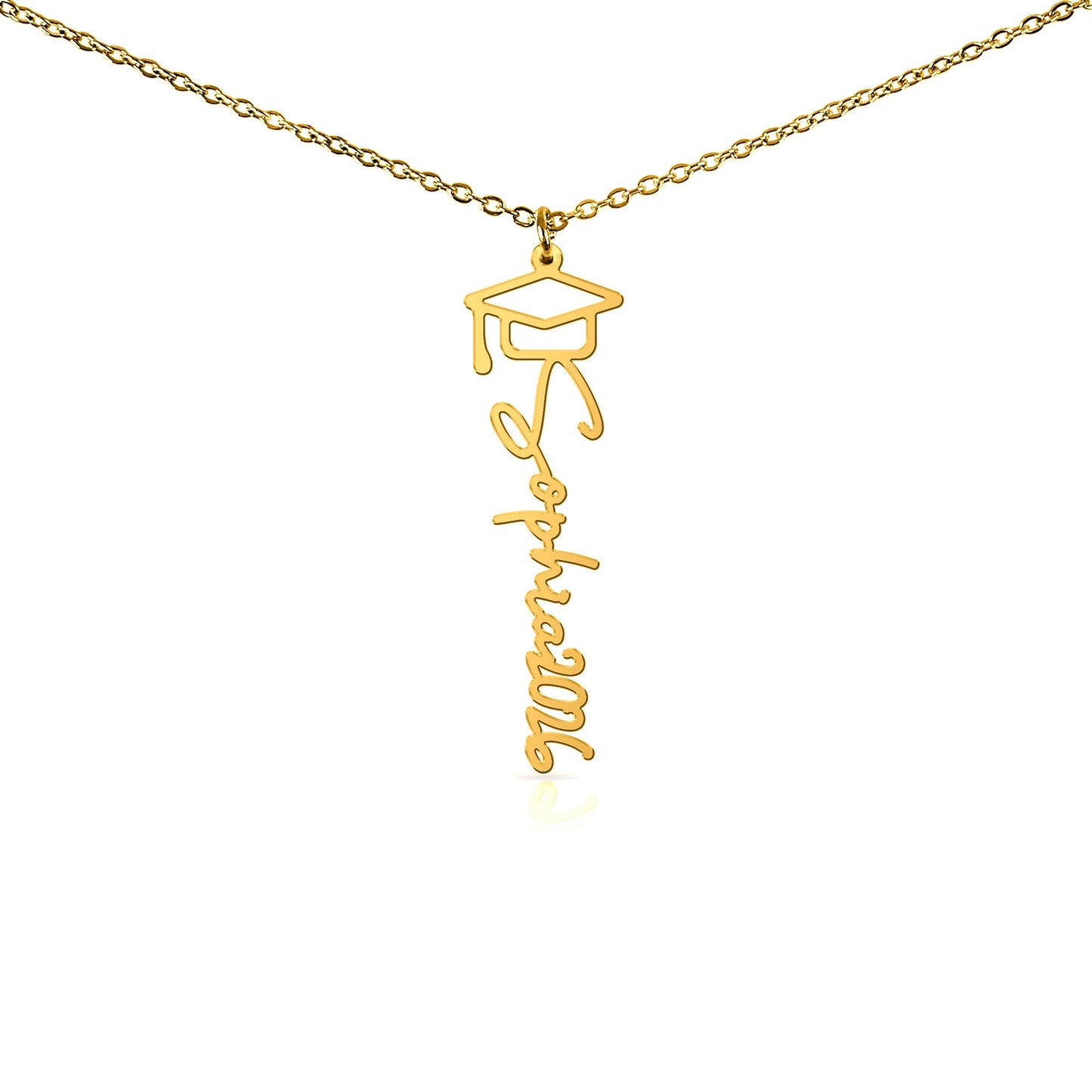 Graduation Cap Name Necklace