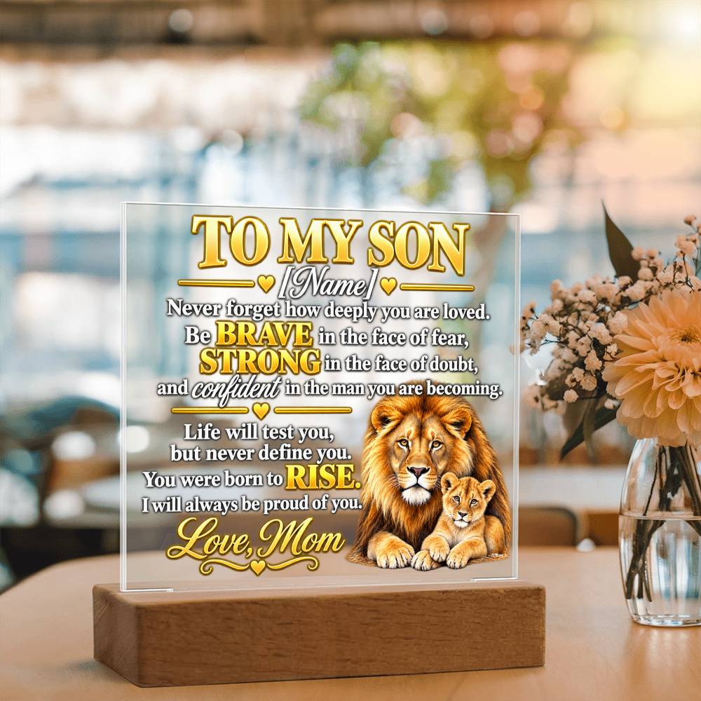 To My Son Lion and Cub Inspirational Acrylic Plaque