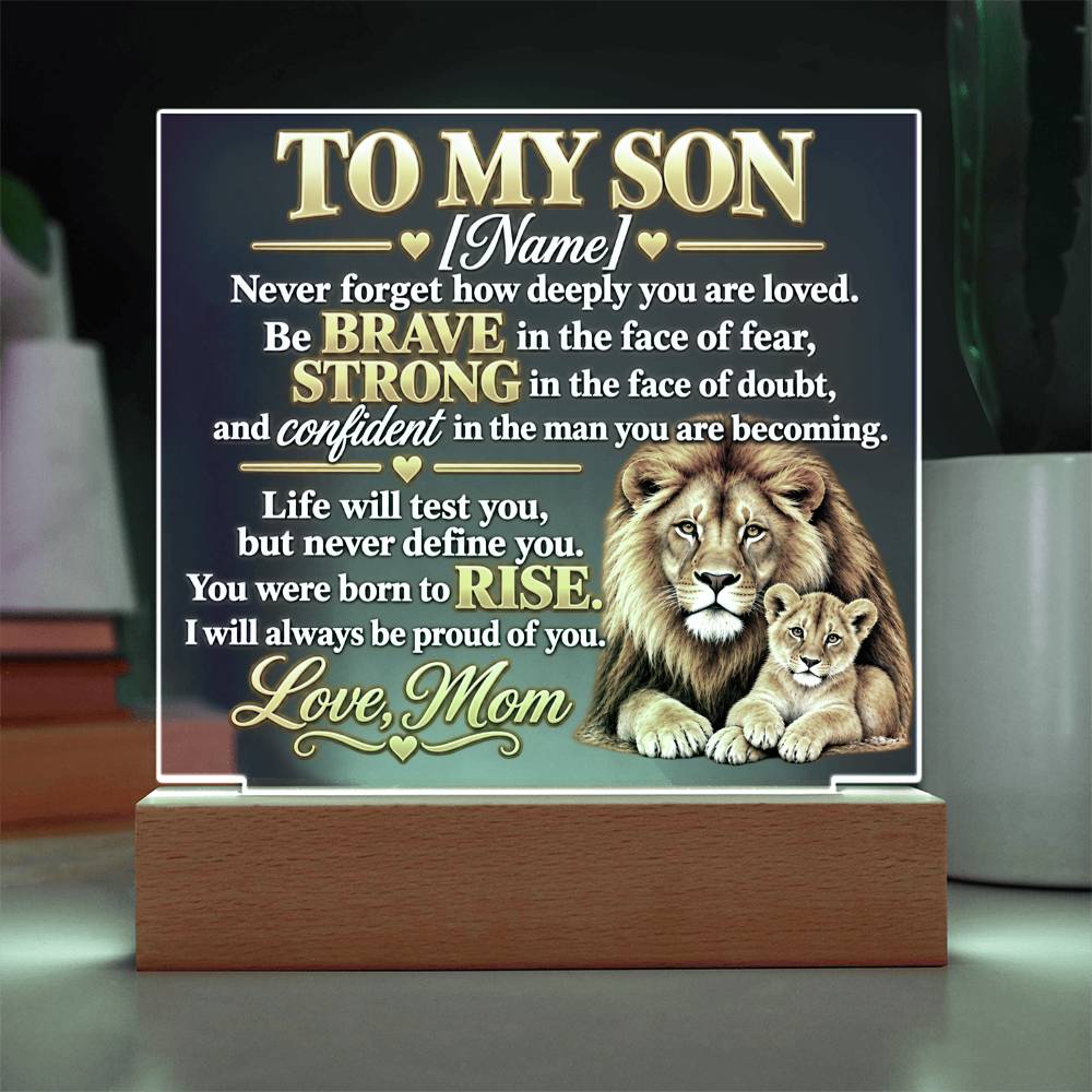 To My Son Lion and Cub Inspirational Acrylic Plaque