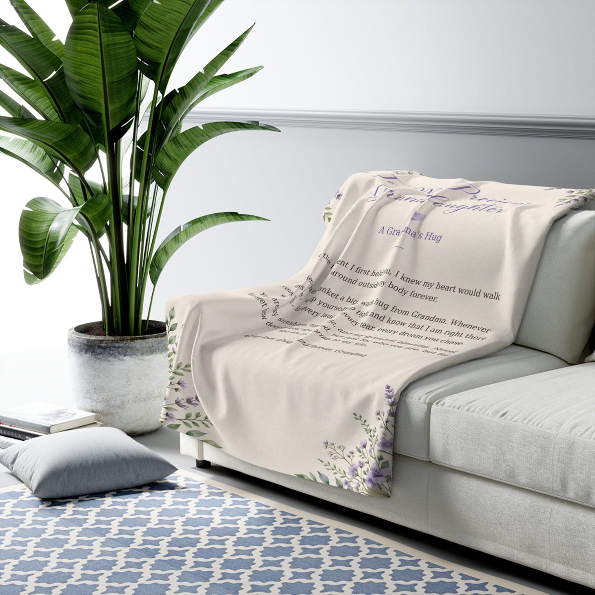 To My Precious Granddaughter Sherpa Fleece Blanket – A Grandma’s Hug Gift