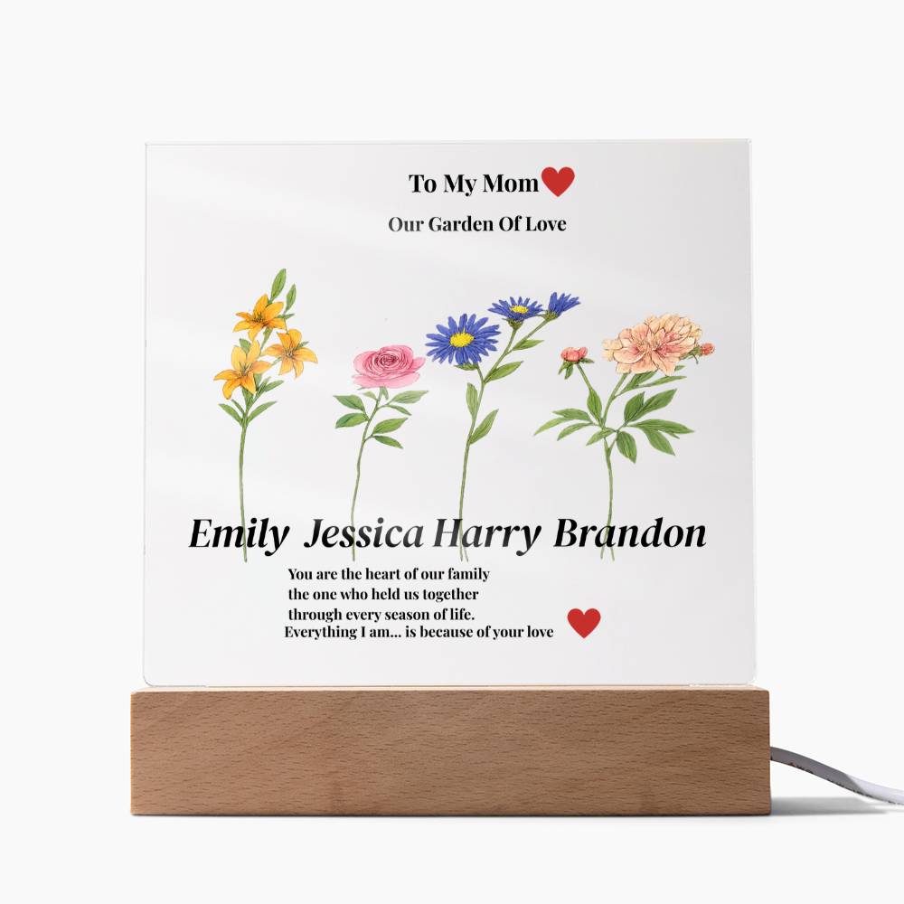 Personalized Mom’s Garden Acrylic Plaque with Children Names