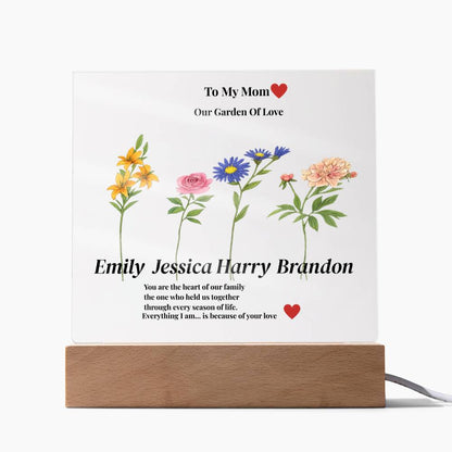 Personalized Mom’s Garden Acrylic Plaque with Children Names