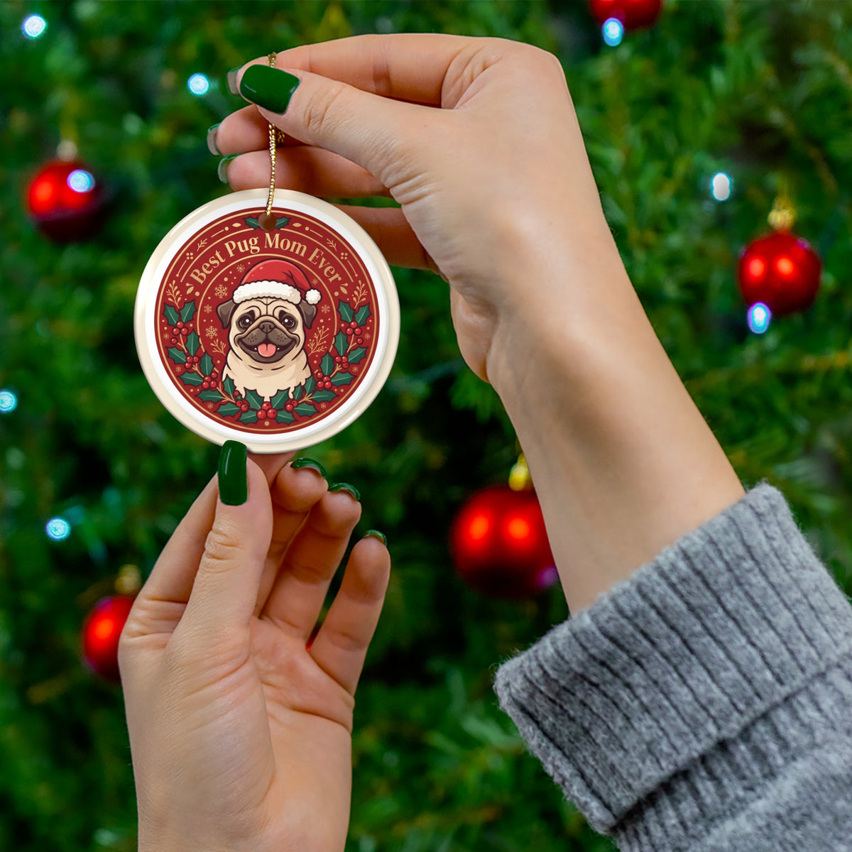 Best Pug Mom Ever Christmas Ornament — 2026 Breed-Specific Dog Mom Keepsake