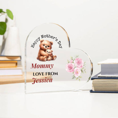 Personalized Mother's Day Heart-shape Acrylic Plaque With Name