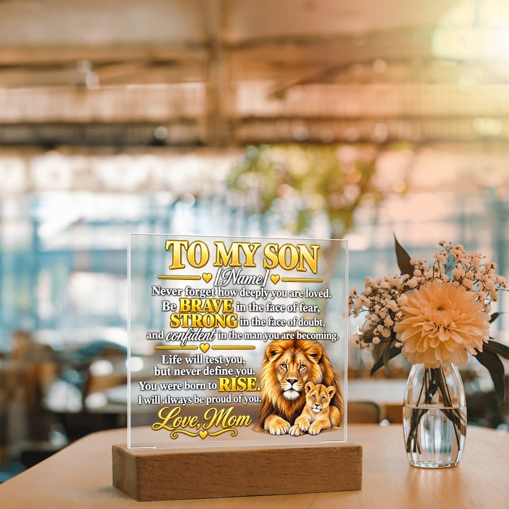 To My Son Lion and Cub Inspirational Acrylic Plaque