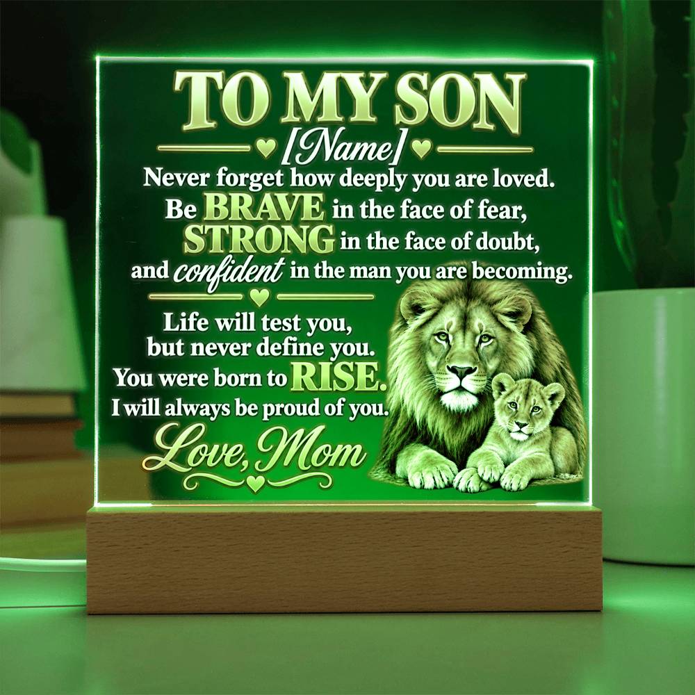 To My Son Lion and Cub Inspirational Acrylic Plaque