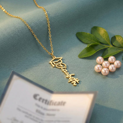 Graduation Cap Name Necklace