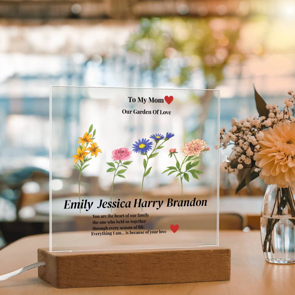 Personalized Mom’s Garden Acrylic Plaque with Children Names
