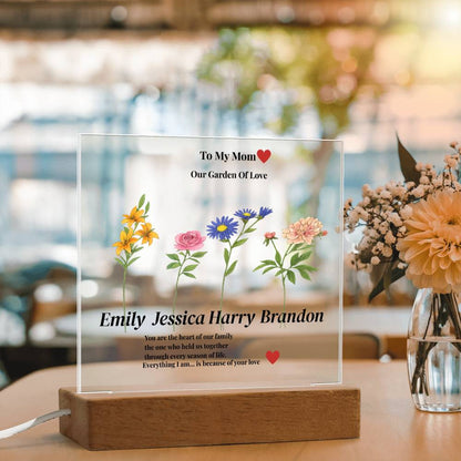 Personalized Mom’s Garden Acrylic Plaque with Children Names