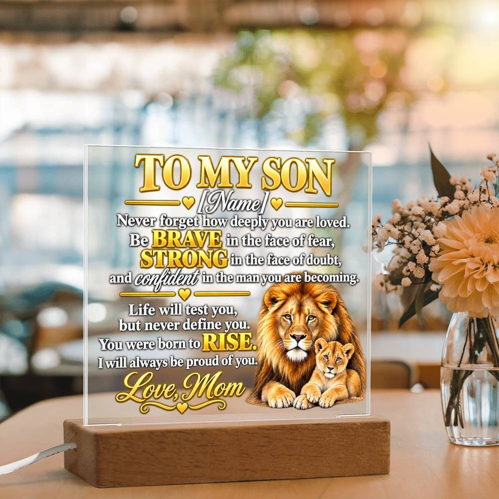 To My Son Lion and Cub Inspirational Acrylic Plaque