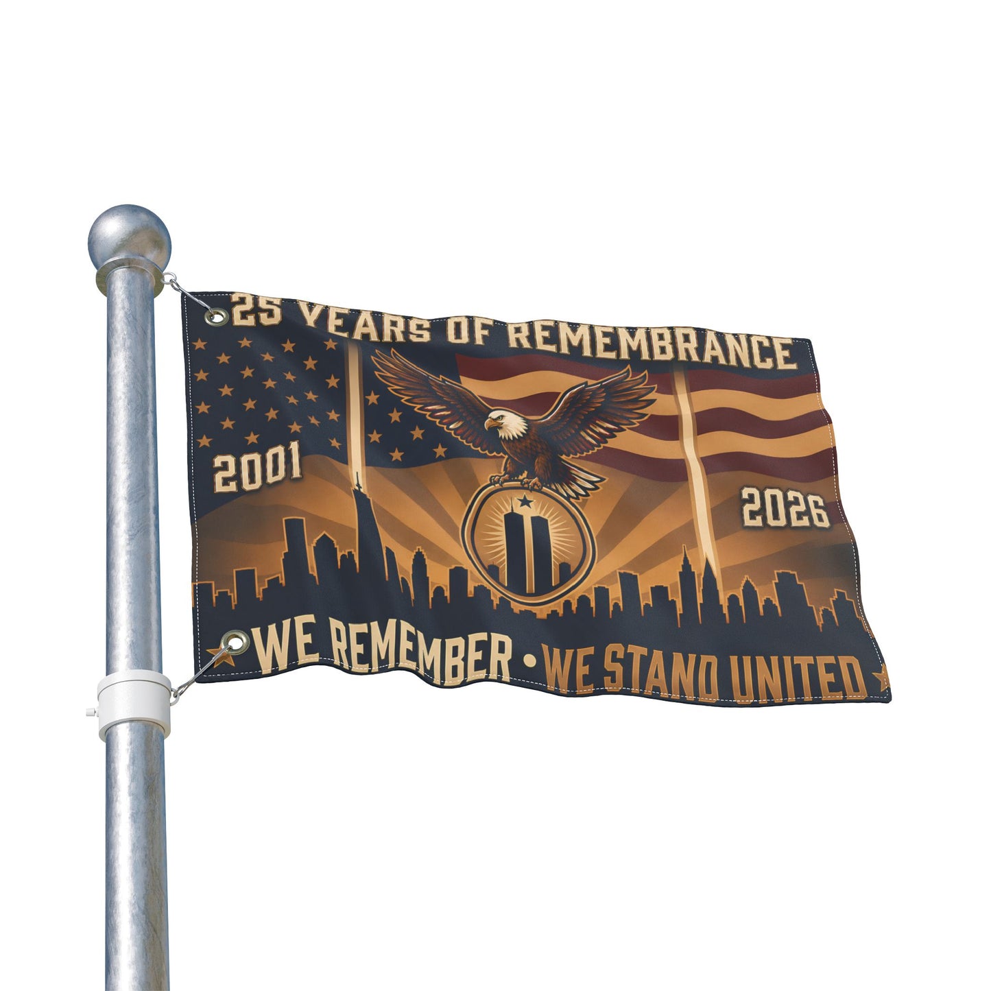 9/11 25th Anniversary Memorial Flag – Double-Sided, 2001–2026