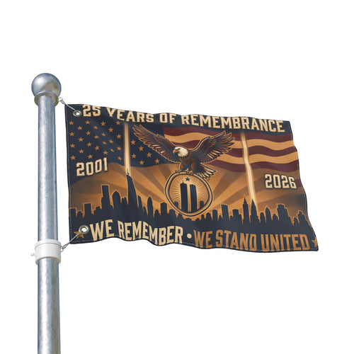 9/11 25th Anniversary Memorial Flag – Double-Sided, 2001–2026