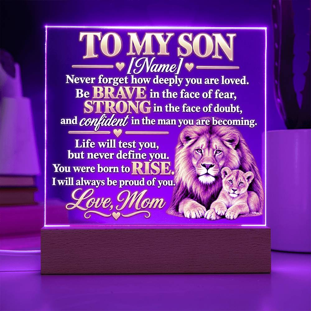 To My Son Lion and Cub Inspirational Acrylic Plaque