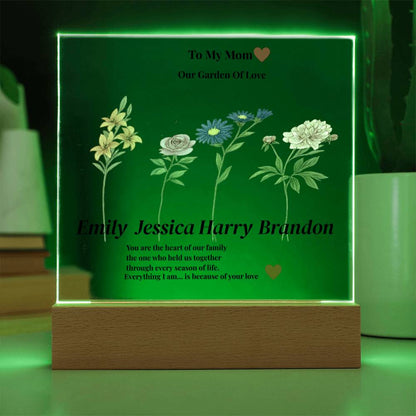Personalized Mom’s Garden Acrylic Plaque with Children Names