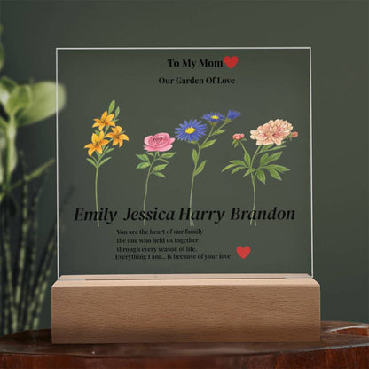 Personalized Mom’s Garden Acrylic Plaque with Children Names