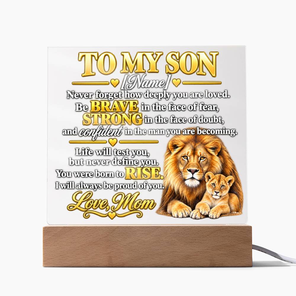 To My Son Lion and Cub Inspirational Acrylic Plaque