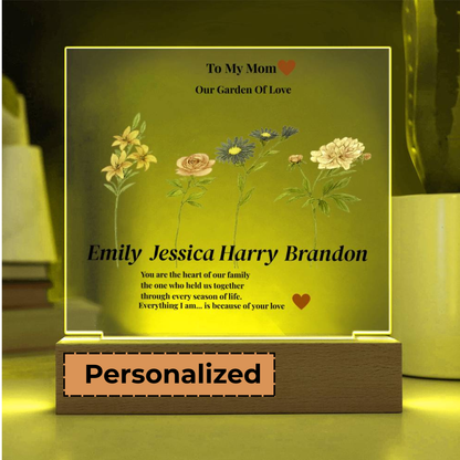 Personalized Mom’s Garden Acrylic Plaque with Children Names