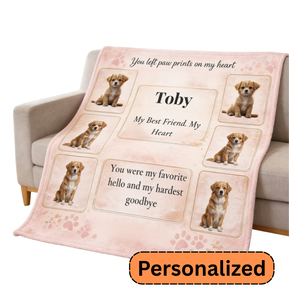 Personalized Dog Memory Blanket- 6 Photo Pet Loss Gift