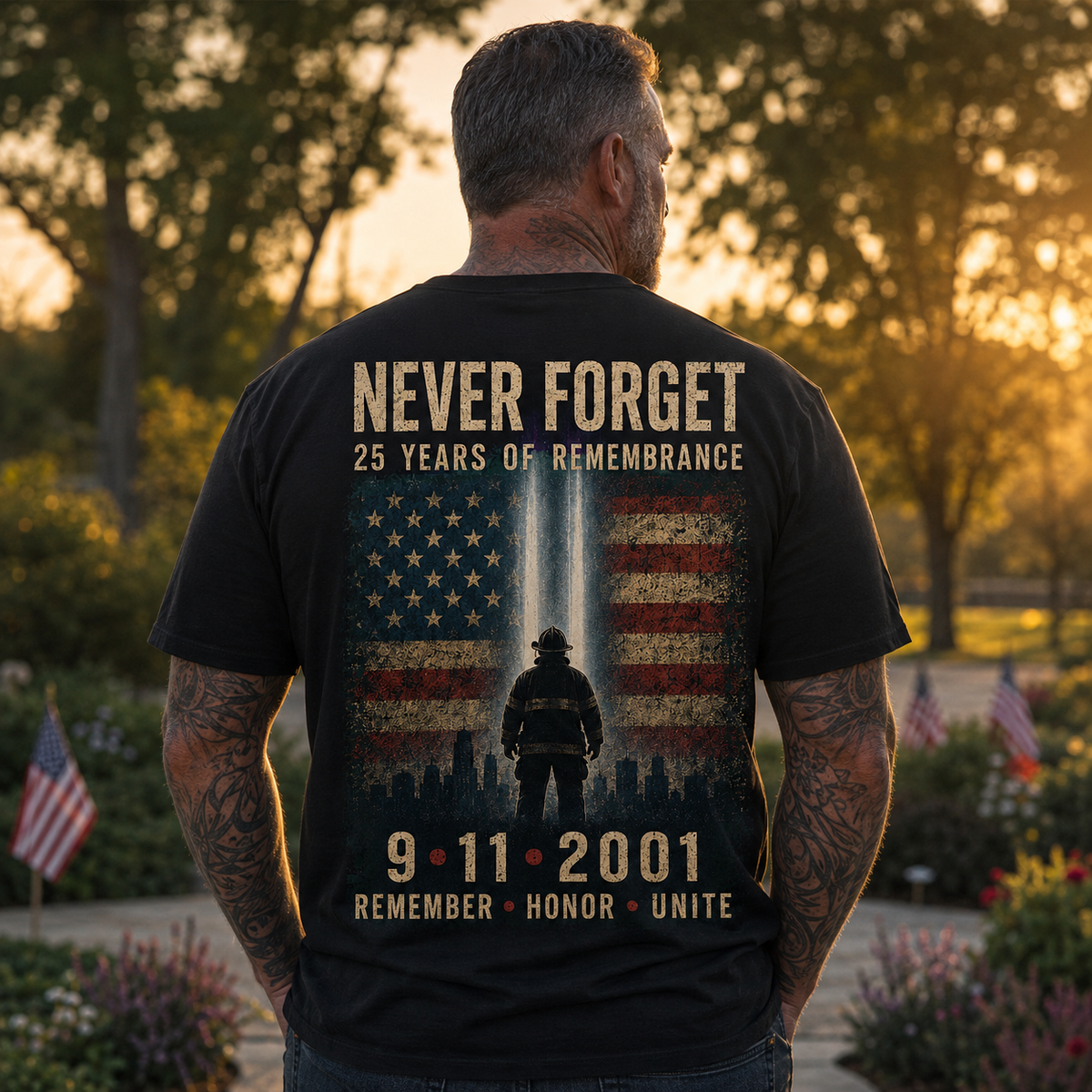 Never Forget 9/11 Remembrance T-Shirt — 25 Years of Remembrance