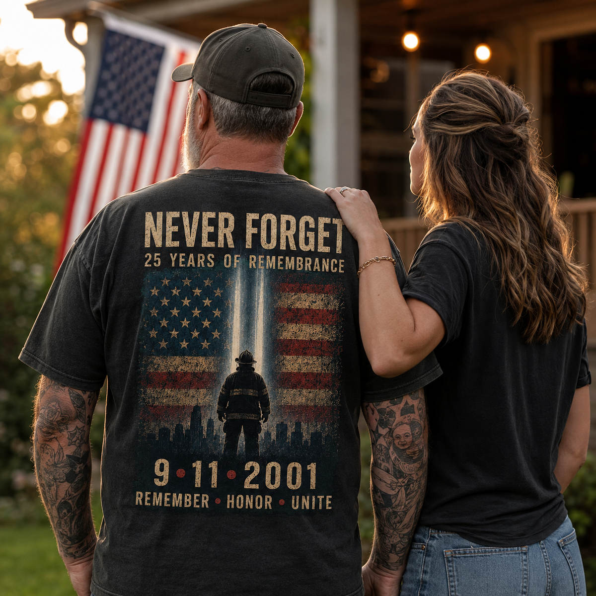 Never Forget 9/11 Remembrance T-Shirt — 25 Years of Remembrance