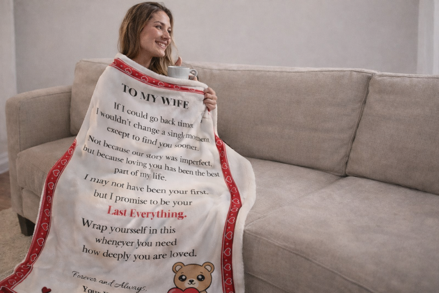 Meaningful Gift for Wife Love Message Blanket