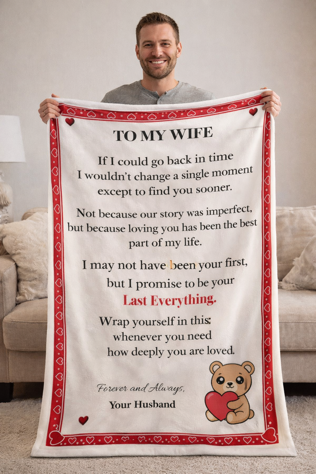Meaningful Gift for Wife Love Message Blanket