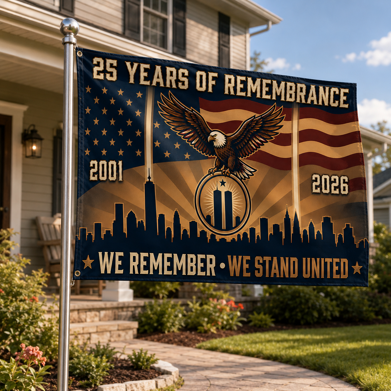9/11 25th Anniversary Memorial Flag – Double-Sided, 2001–2026
