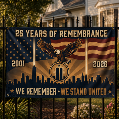 9/11 25th Anniversary Memorial Flag – Double-Sided, 2001–2026