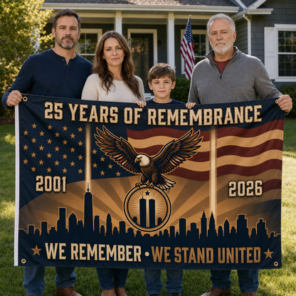 9/11 25th Anniversary Memorial Flag – Double-Sided, 2001–2026