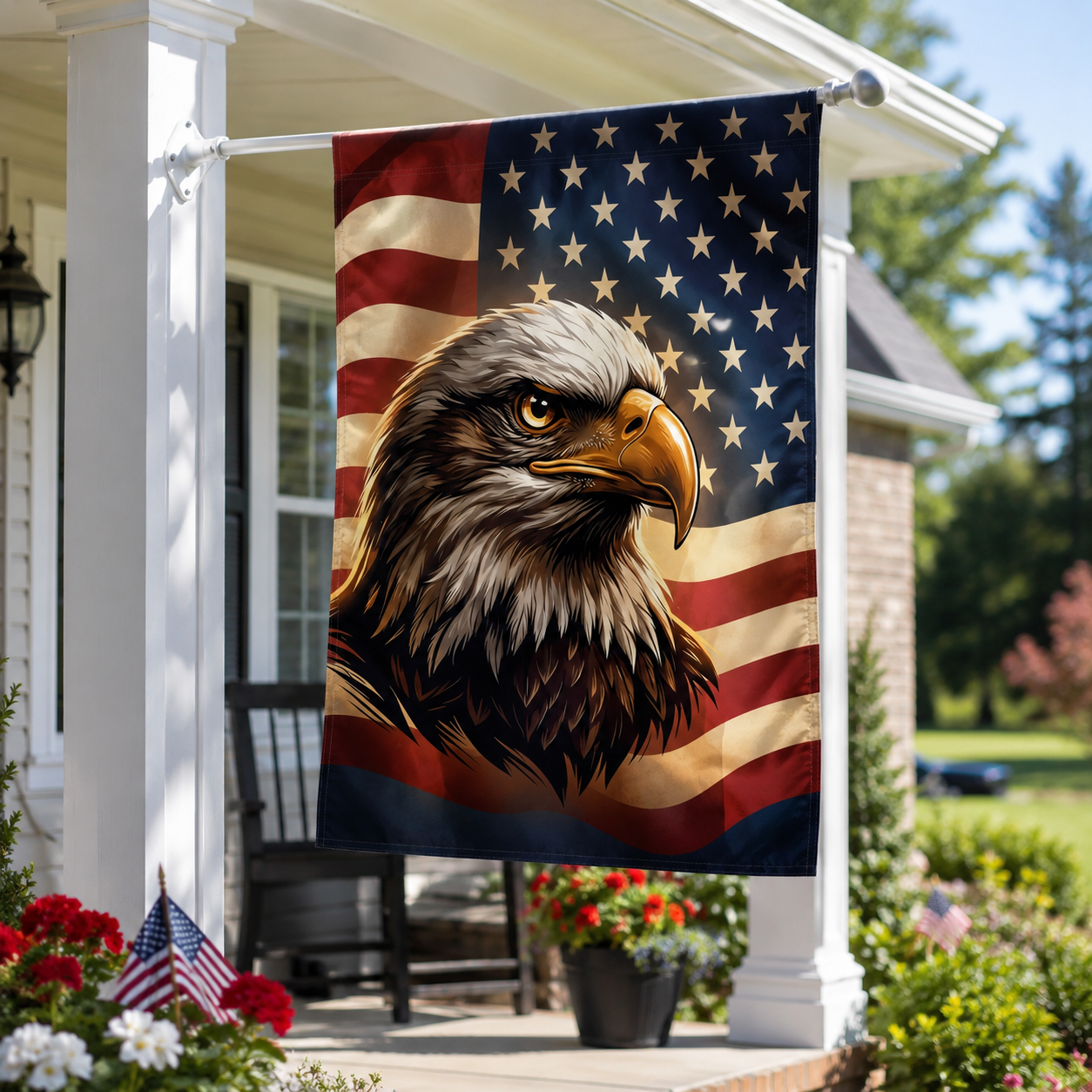 American Eagle Patriotic Flag — Double-Sided Outdoor Display