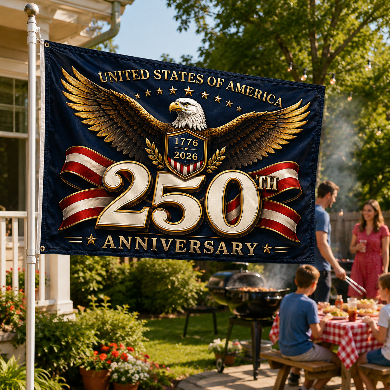 250th Anniversary U.S. Flag — Double-Sided Patriotic Eagle Banner (1776–2026)