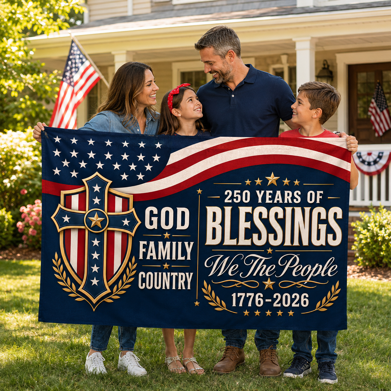 250 Years of Blessings Patriotic Double-Sided Flag