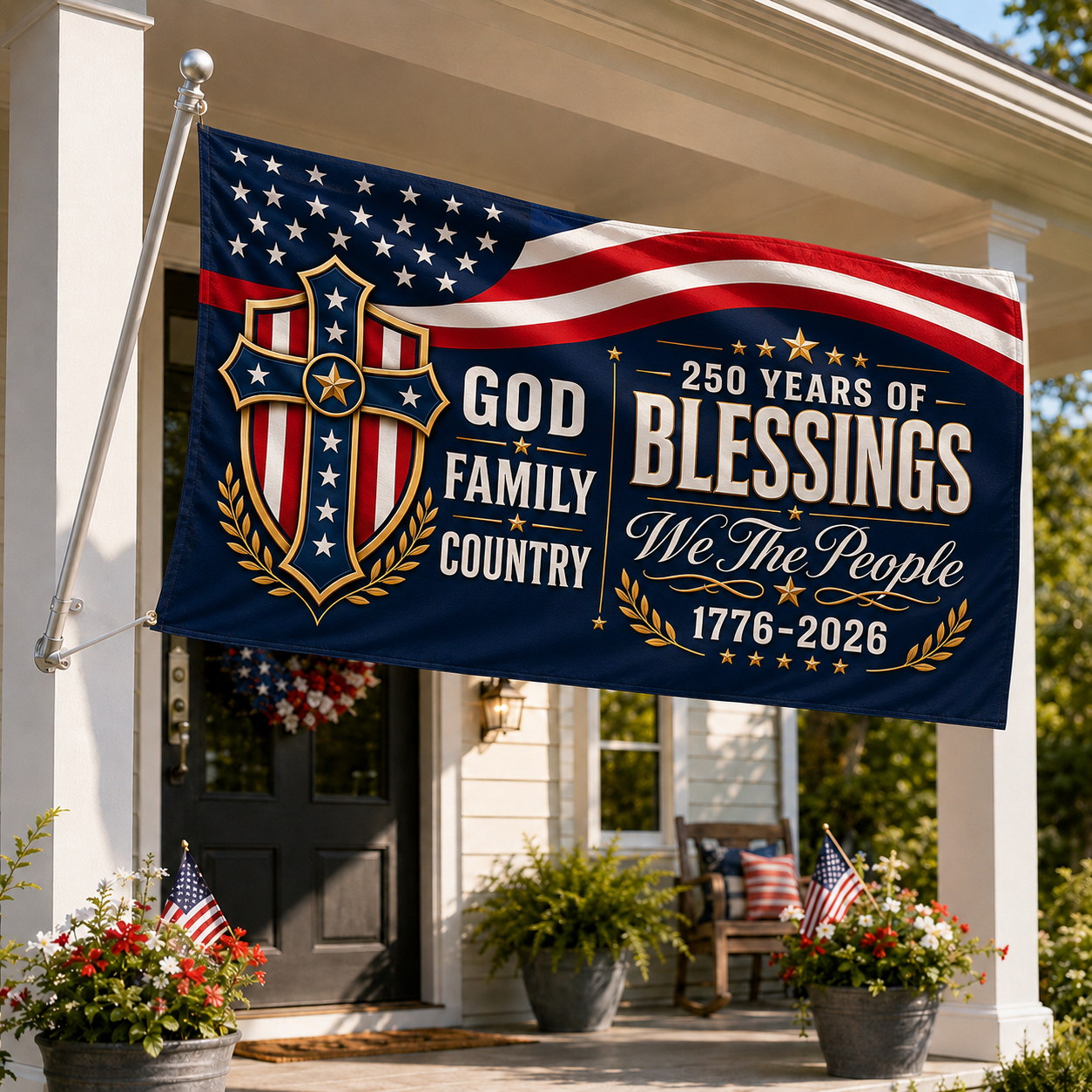 250 Years of Blessings Patriotic Double-Sided Flag